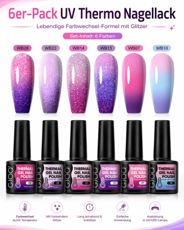 Set de 6 UV Thermo Gel Sparkle Bloom